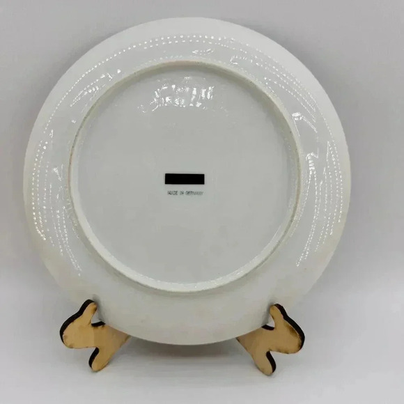 Vintage Hand Painted Decorative Floral Plate Pink Purple Blue Made in Germany - Picture 6 of 6